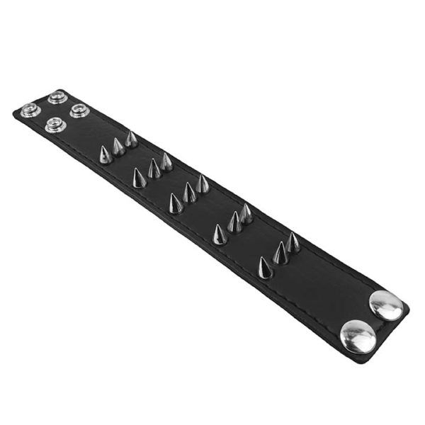 Three Row Spiked Wristband - Image 2