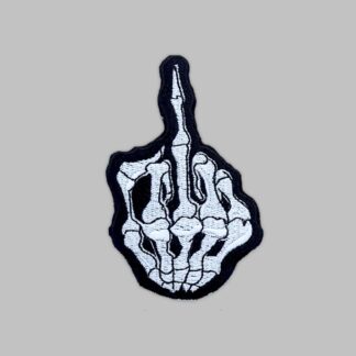 Skeleton Middle Finger patch. iron on patch of a skeleton giving the finger
